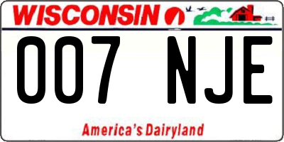 WI license plate 007NJE