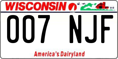 WI license plate 007NJF