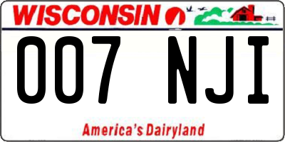 WI license plate 007NJI