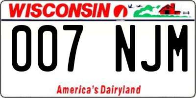 WI license plate 007NJM