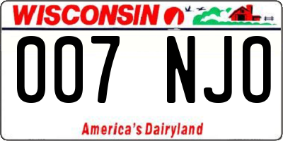 WI license plate 007NJO