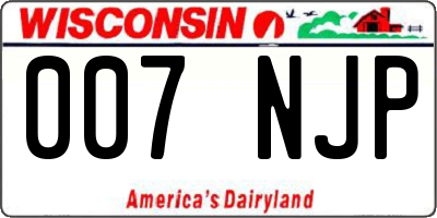 WI license plate 007NJP