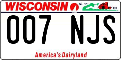 WI license plate 007NJS