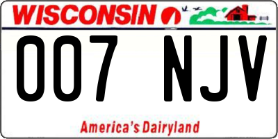 WI license plate 007NJV