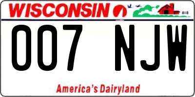 WI license plate 007NJW