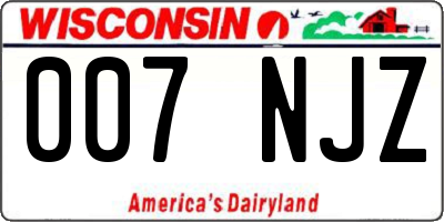 WI license plate 007NJZ