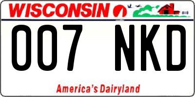 WI license plate 007NKD