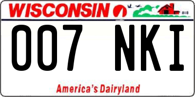WI license plate 007NKI