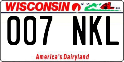 WI license plate 007NKL