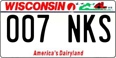 WI license plate 007NKS