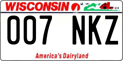 WI license plate 007NKZ