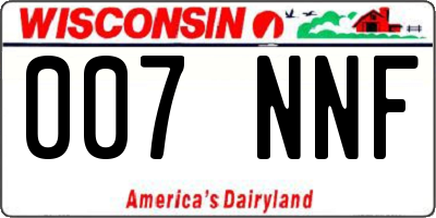 WI license plate 007NNF