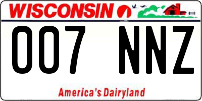 WI license plate 007NNZ