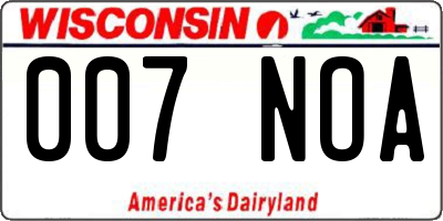 WI license plate 007NOA