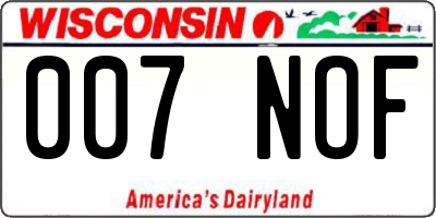 WI license plate 007NOF