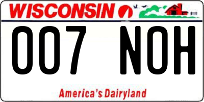 WI license plate 007NOH
