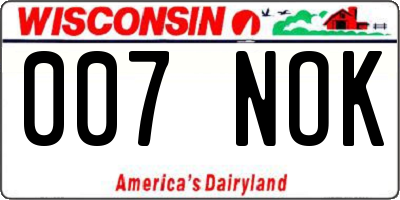 WI license plate 007NOK