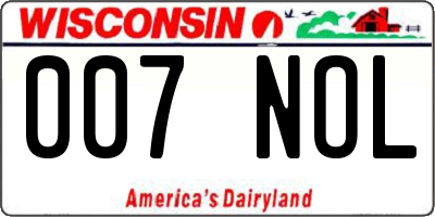 WI license plate 007NOL