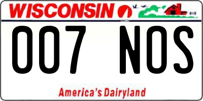 WI license plate 007NOS