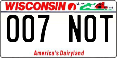WI license plate 007NOT