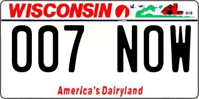 WI license plate 007NOW