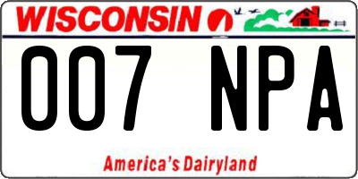 WI license plate 007NPA