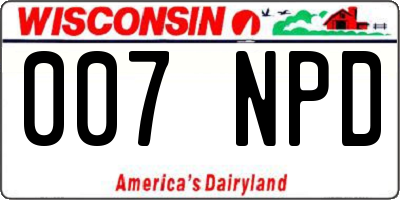 WI license plate 007NPD