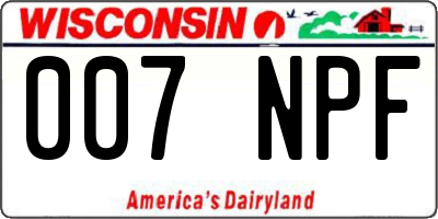 WI license plate 007NPF