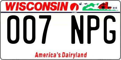 WI license plate 007NPG