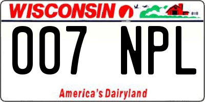 WI license plate 007NPL