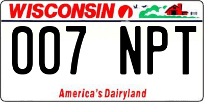 WI license plate 007NPT