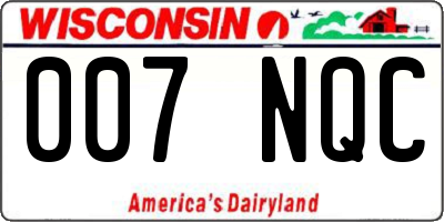WI license plate 007NQC