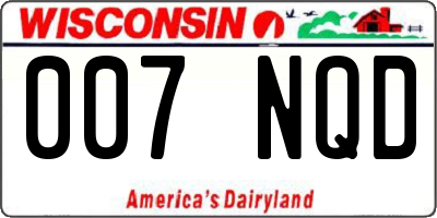 WI license plate 007NQD