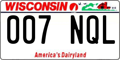 WI license plate 007NQL