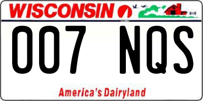 WI license plate 007NQS