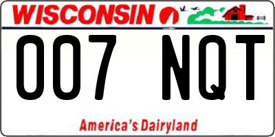 WI license plate 007NQT