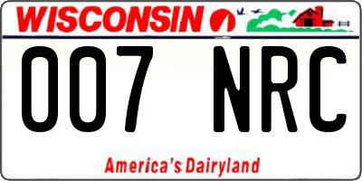 WI license plate 007NRC