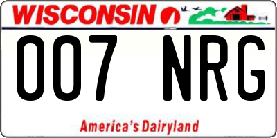 WI license plate 007NRG