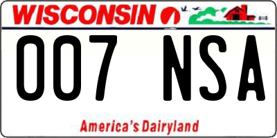 WI license plate 007NSA