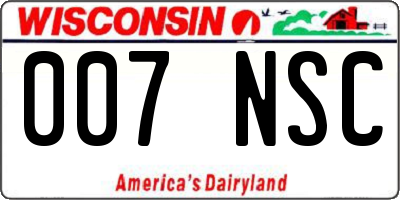 WI license plate 007NSC