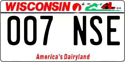WI license plate 007NSE