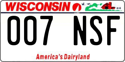 WI license plate 007NSF