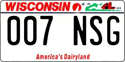 WI license plate 007NSG