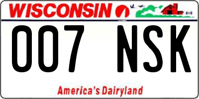 WI license plate 007NSK