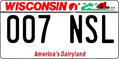 WI license plate 007NSL