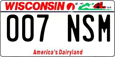 WI license plate 007NSM