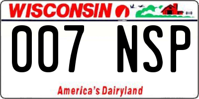 WI license plate 007NSP