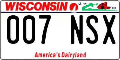 WI license plate 007NSX