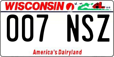 WI license plate 007NSZ