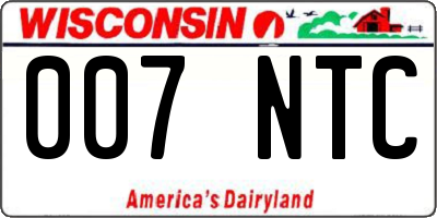 WI license plate 007NTC